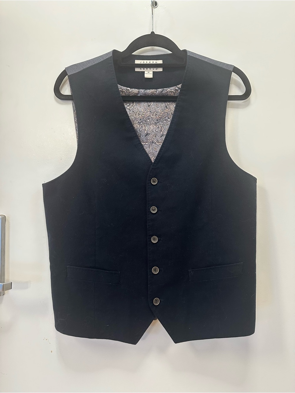 Blue Suit Vest with Paisley Lining - Joseph Abboud